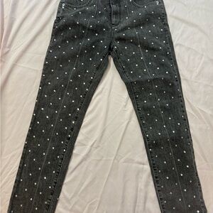 Anthropology Pilcro Black and Skinny Jeans with rhinestones